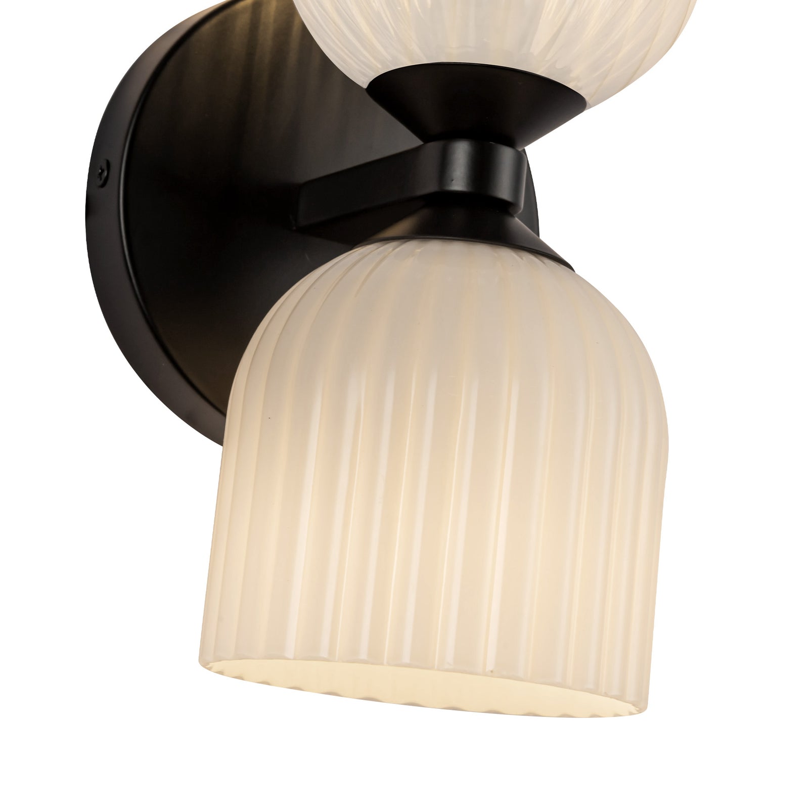Nelly 12-in Matte Black/Glossy Ribbed Opal Glass Socket Wall/Vanity Light
