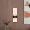 Nelly 12-in Matte Black/Glossy Ribbed Opal Glass Socket Wall/Vanity Light