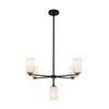 Nola 31-in Black/Glossy Opal Glass 5 Lights Chandelier