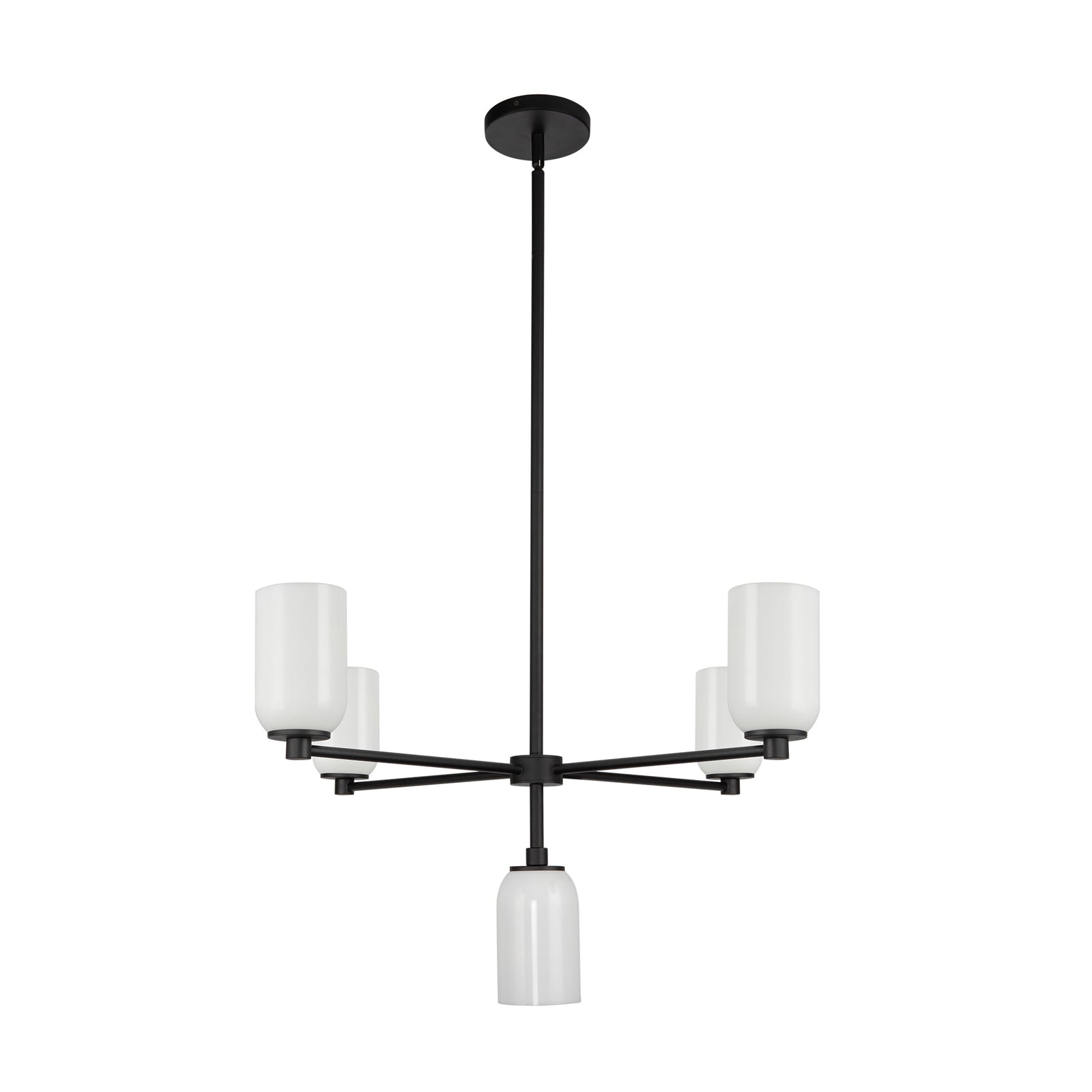 Nola 31-in Black/Glossy Opal Glass 5 Lights Chandelier