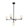 Nola 31-in Black/Glossy Opal Glass 5 Lights Chandelier