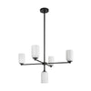 Nola 31-in Black/Glossy Opal Glass 5 Lights Chandelier
