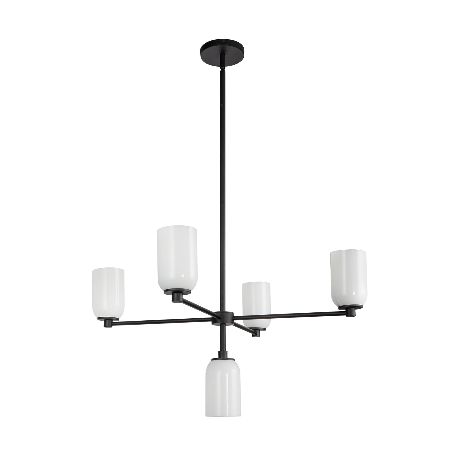 Nola 31-in Black/Glossy Opal Glass 5 Lights Chandelier
