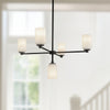 Nola 31-in Black/Glossy Opal Glass 5 Lights Chandelier