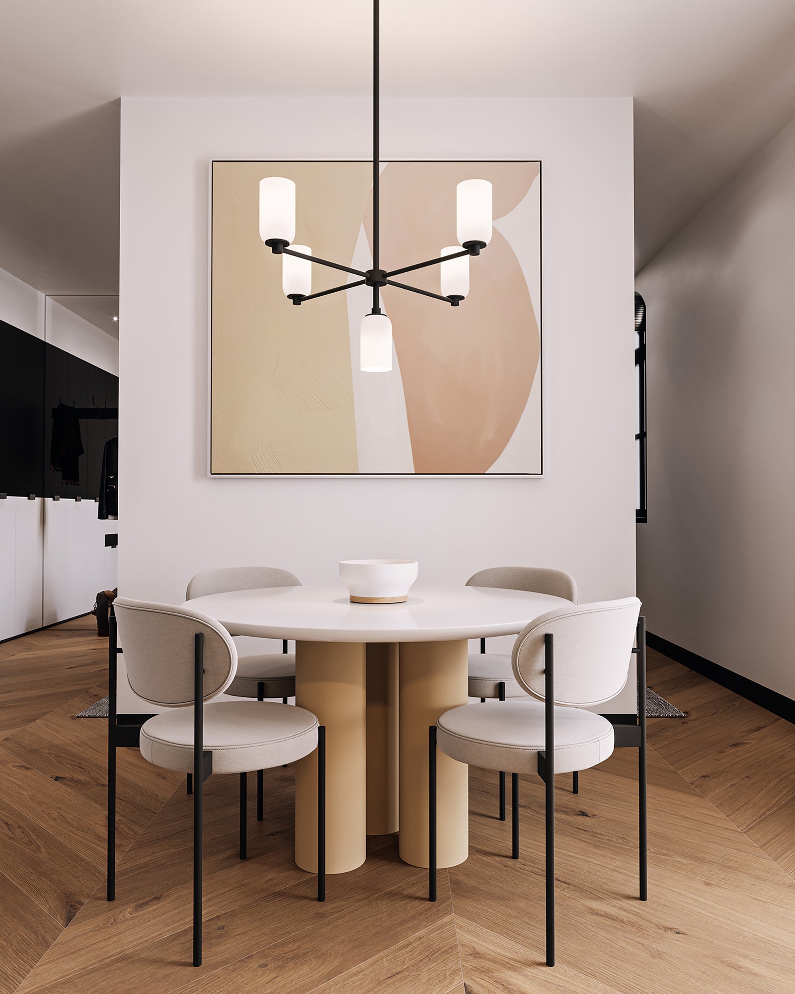 Nola 31-in Black/Glossy Opal Glass 5 Lights Chandelier