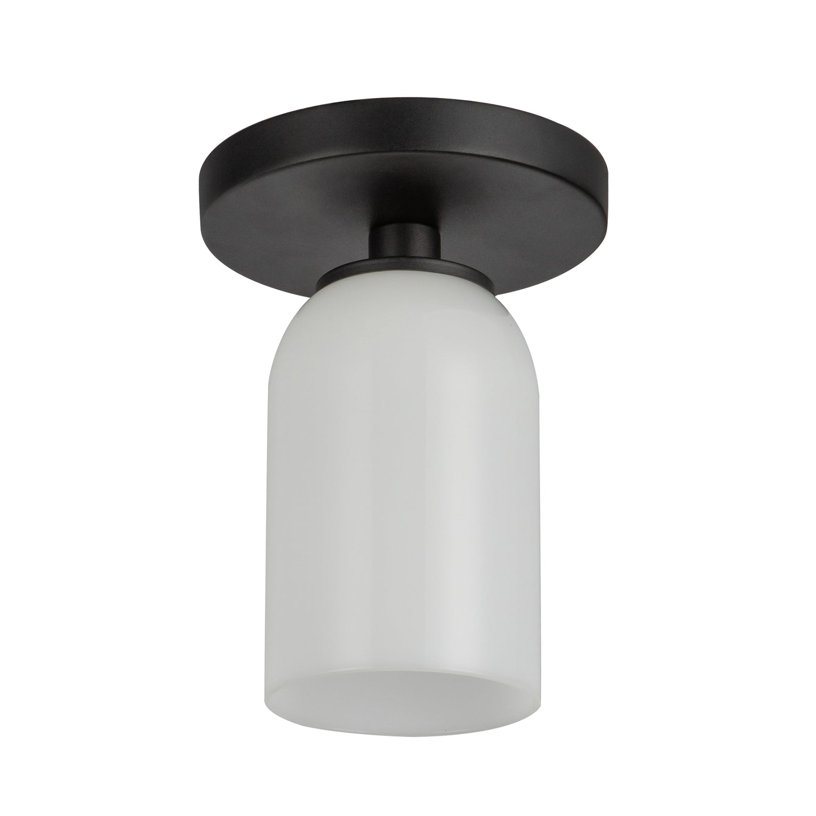 Nola 4-in Black/Glossy Opal Glass 1 Light Semi-Flush