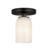 Nola 4-in Black/Glossy Opal Glass 1 Light Semi-Flush
