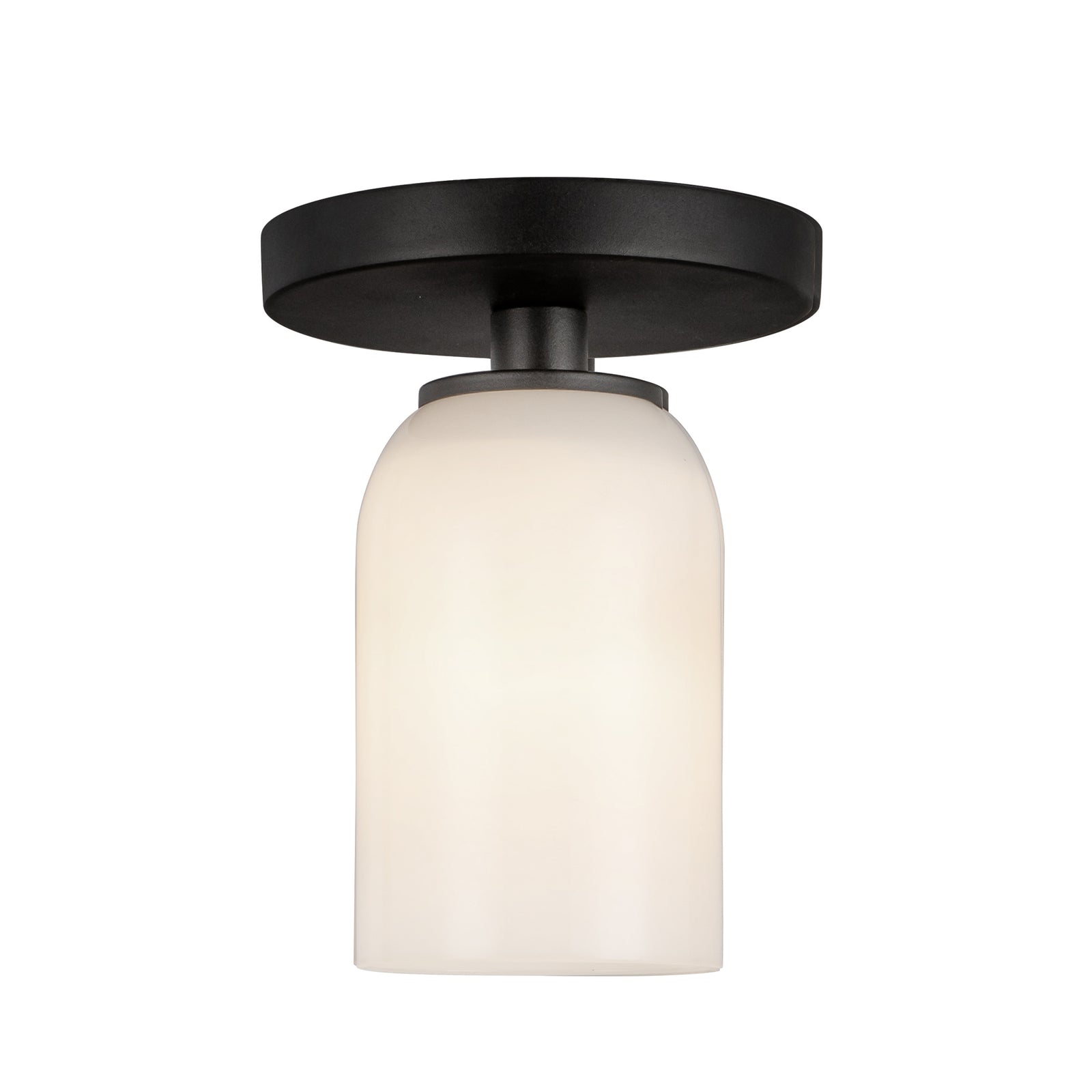 Nola 4-in Black/Glossy Opal Glass 1 Light Semi-Flush