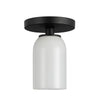 Nola 4-in Black/Glossy Opal Glass 1 Light Semi-Flush
