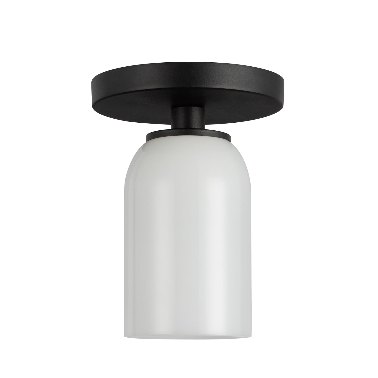 Nola 4-in Black/Glossy Opal Glass 1 Light Semi-Flush