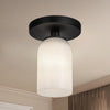 Nola 4-in Black/Glossy Opal Glass 1 Light Semi-Flush