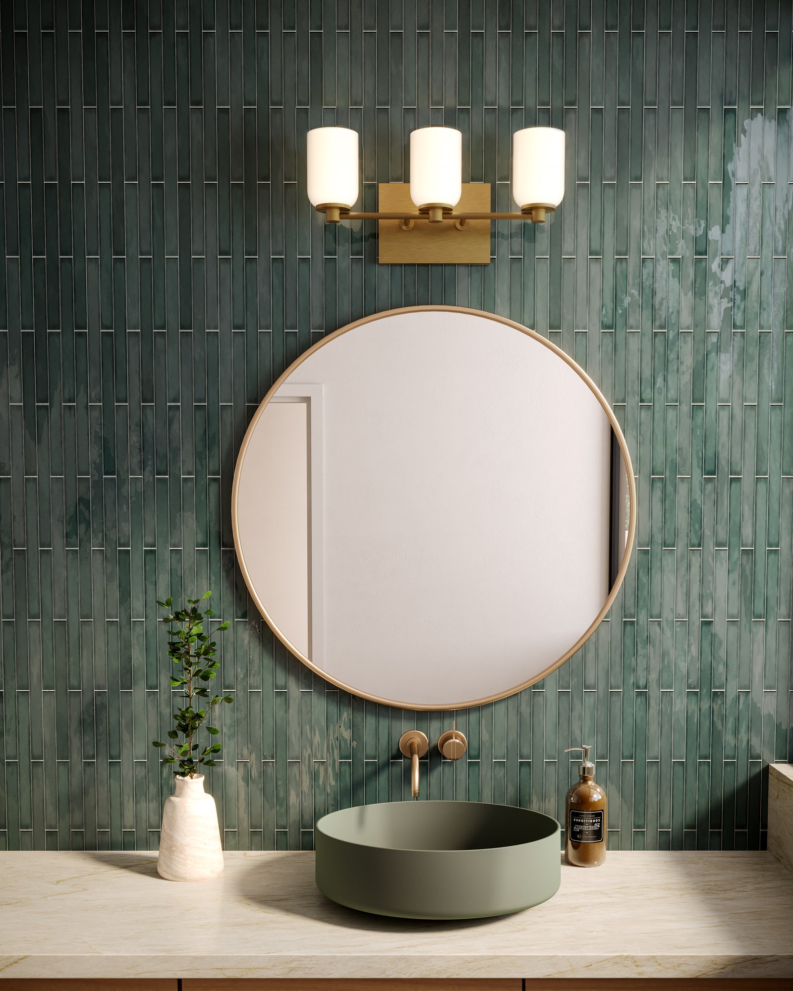 Nola 18-in Brushed Gold/Glossy Opal Glass Socket Vanity Light