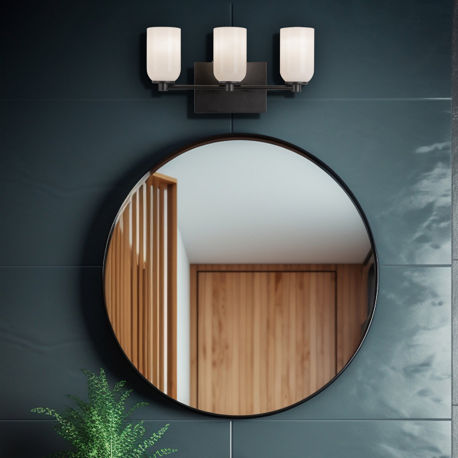 Nola 18-in Black/Glossy Opal Glass Socket Vanity Light