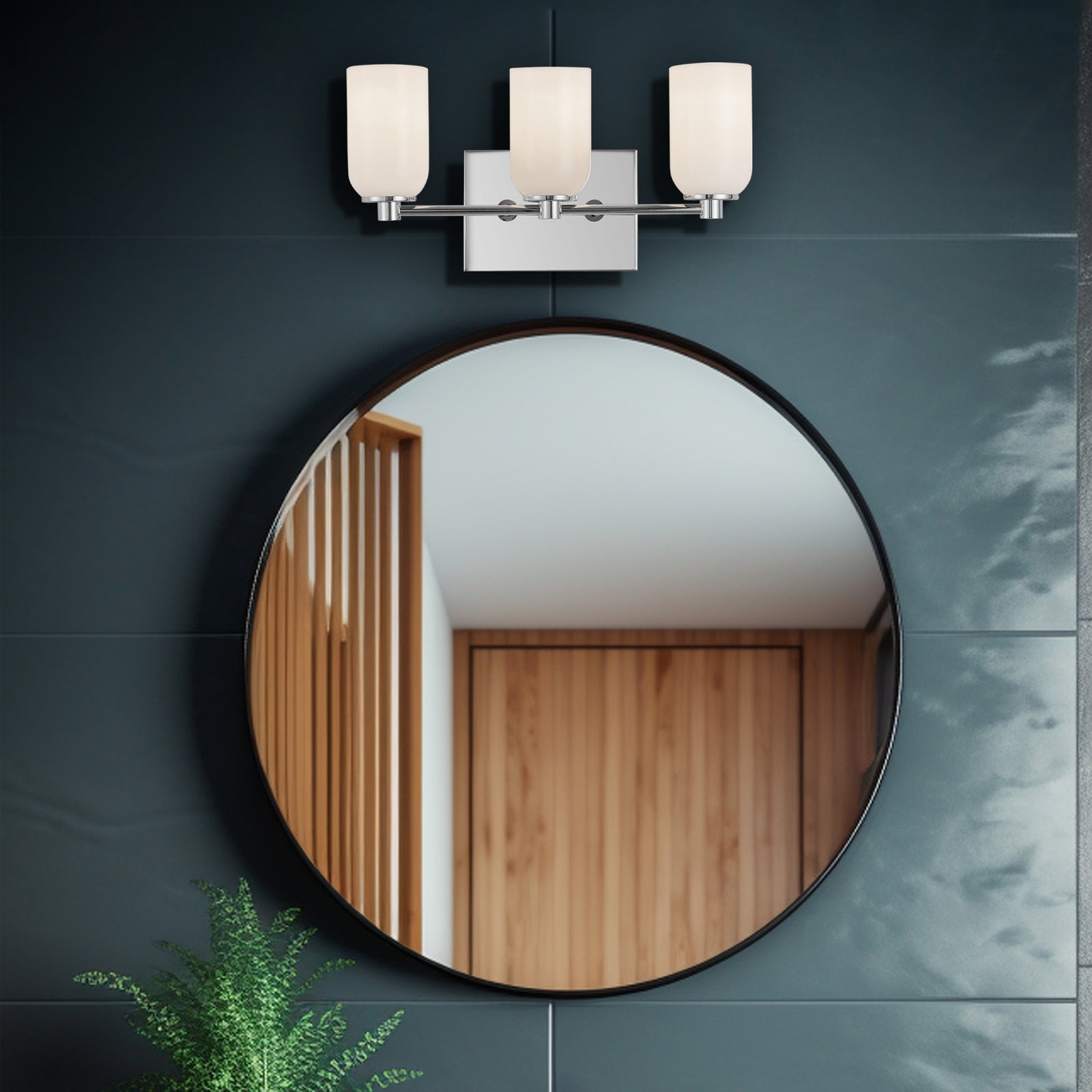 Nola 18-in Chrome/Glossy Opal Glass Socket Vanity Light