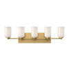 Nola 31-in Brushed Gold/Glossy Opal Glass Socket Vanity Light