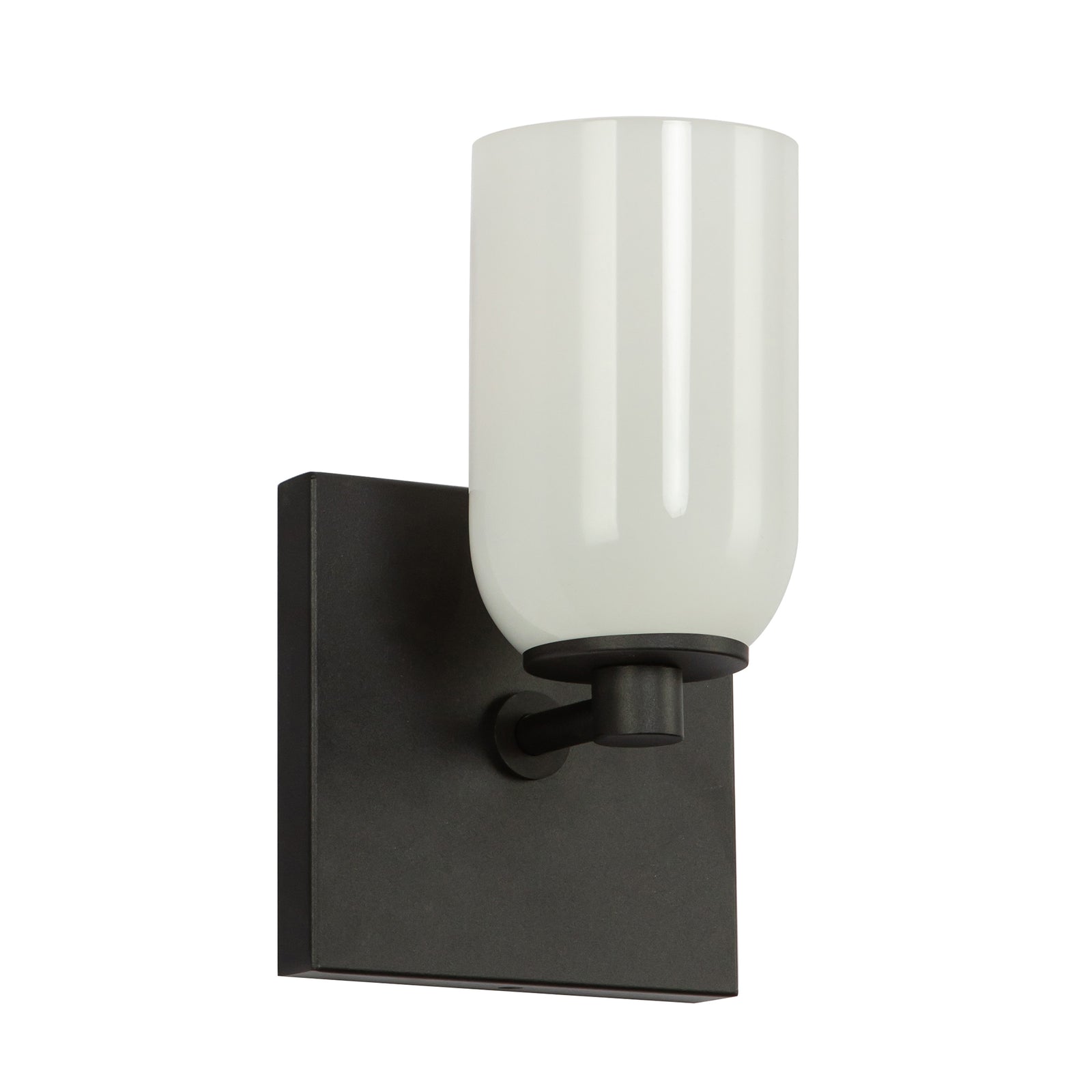 Nola 4-in Black/Glossy Opal Glass 1 Light Wall Sconce