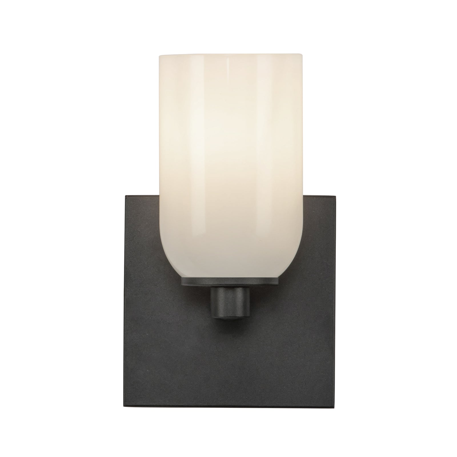 Nola 4-in Black/Glossy Opal Glass 1 Light Wall Sconce
