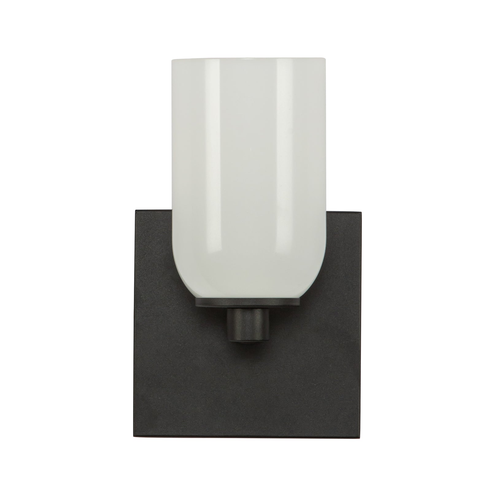 Nola 4-in Black/Glossy Opal Glass 1 Light Wall Sconce
