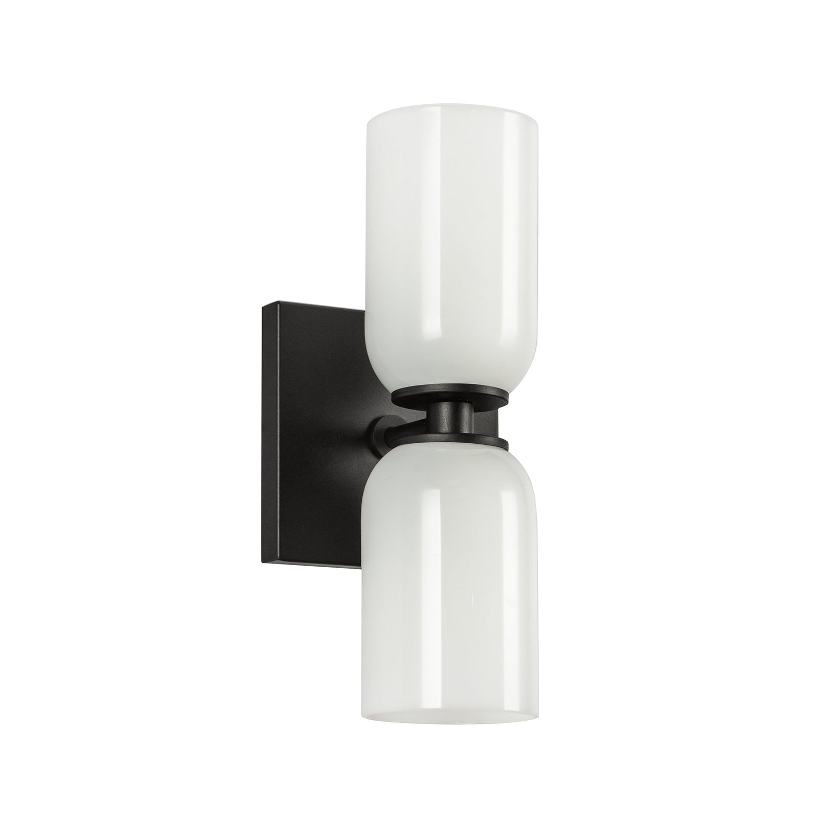 Nola 12-in Black/Glossy Opal Glass 2 Lights Wall Sconce