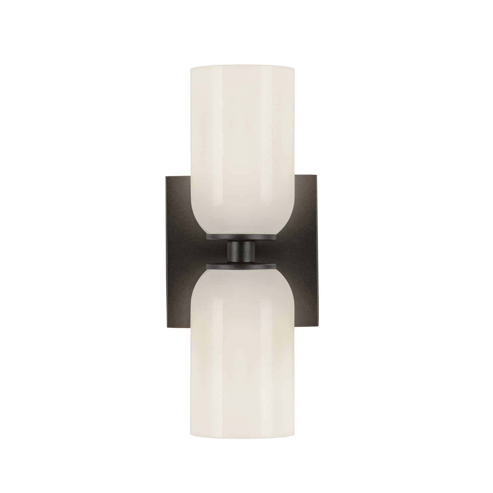 Nola 12-in Black/Glossy Opal Glass 2 Lights Wall Sconce