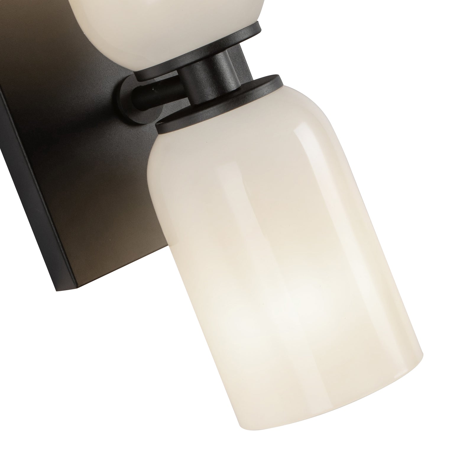 Nola 12-in Black/Glossy Opal Glass 2 Lights Wall Sconce