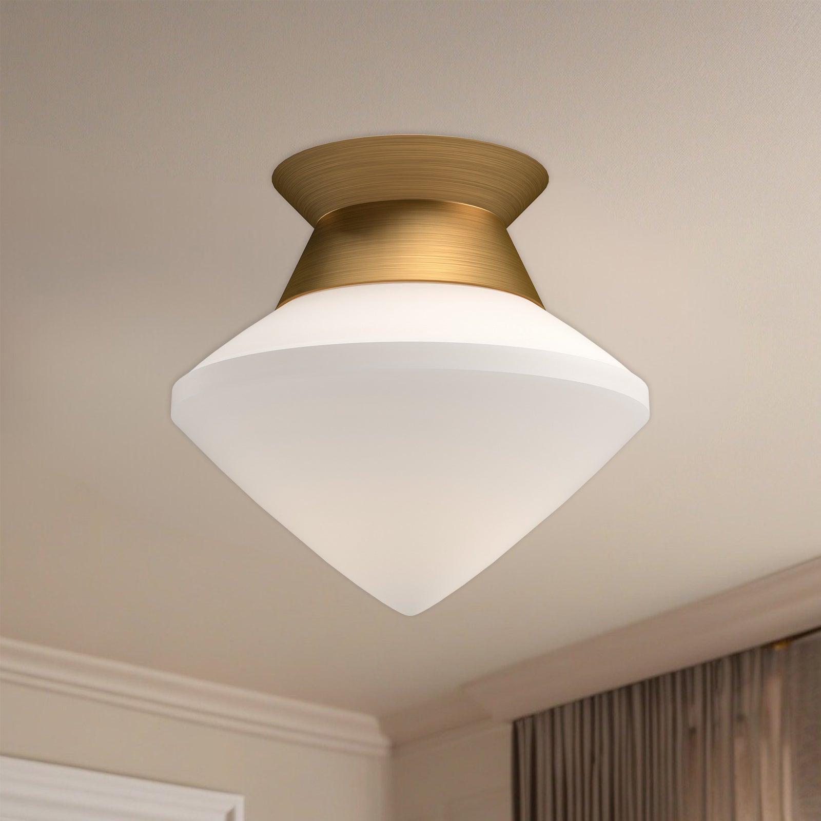 Nora 8-in Aged Gold/Opal Matte Glass 1 Light Flush Mount