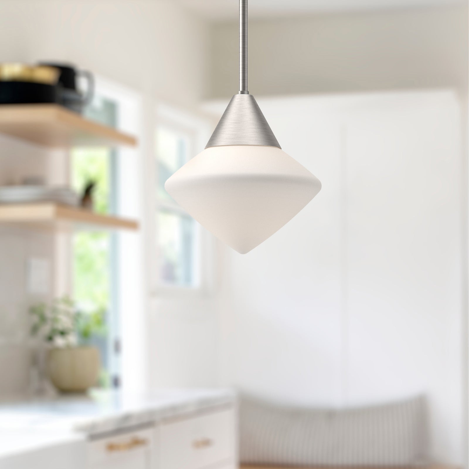 Nora 8-in Brushed Nickel/Opal Matte Glass 1 Light Pendant