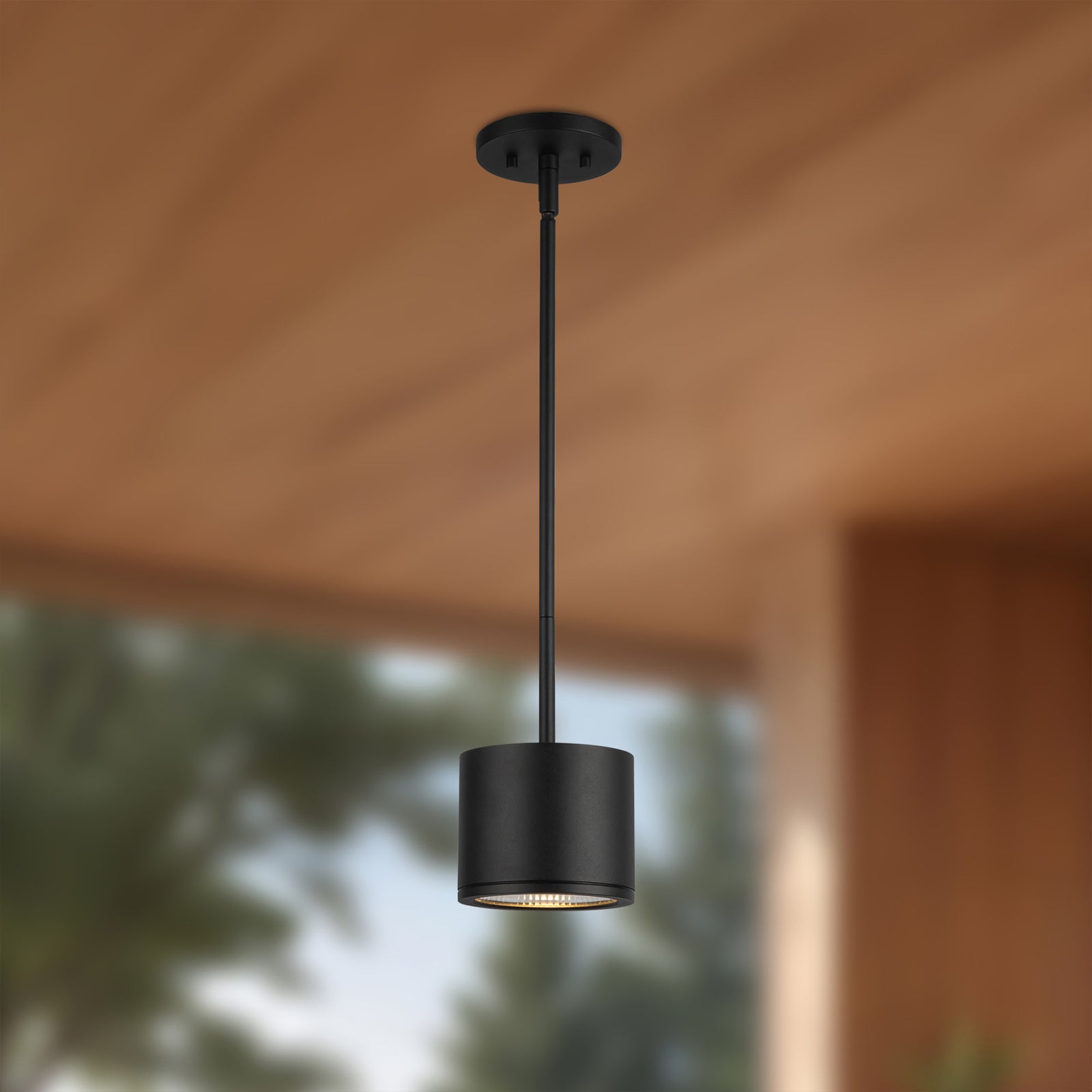 Nordic 4-in (5-in Dia.) Black LED Exterior Pendant
