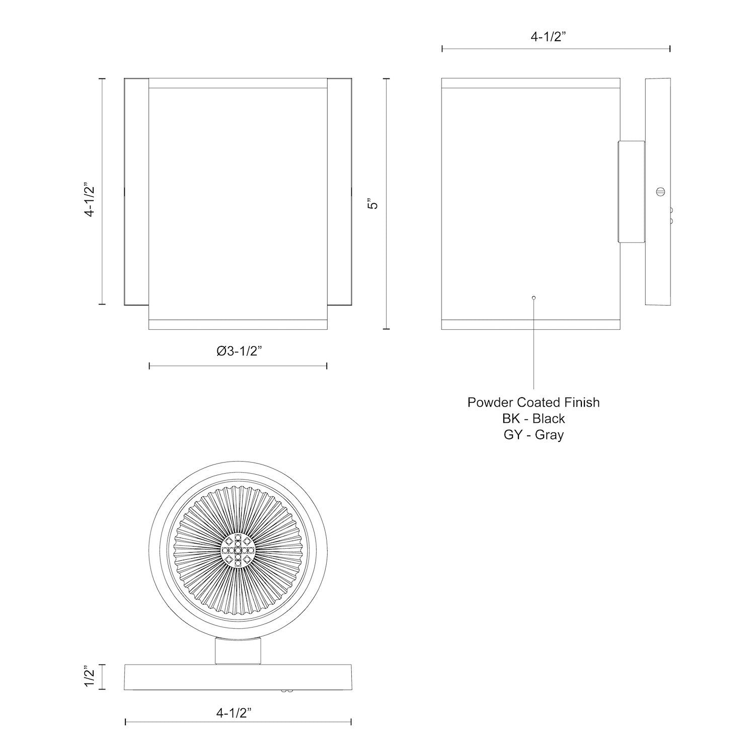 Nordic 5-in Gray LED Exterior Wall Sconce