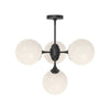 Nouveau 26-in Matte Black/Opal Matte Glass 4 Lights Chandeliers