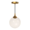 Nouveau 8-in Aged Gold/Opal Matte Glass 1 Light Pendant