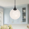 Nouveau 8-in Matte Black/Opal Matte Glass 1 Light Pendant