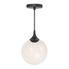 Nouveau 8-in Matte Black/Opal Matte Glass 1 Light Pendant
