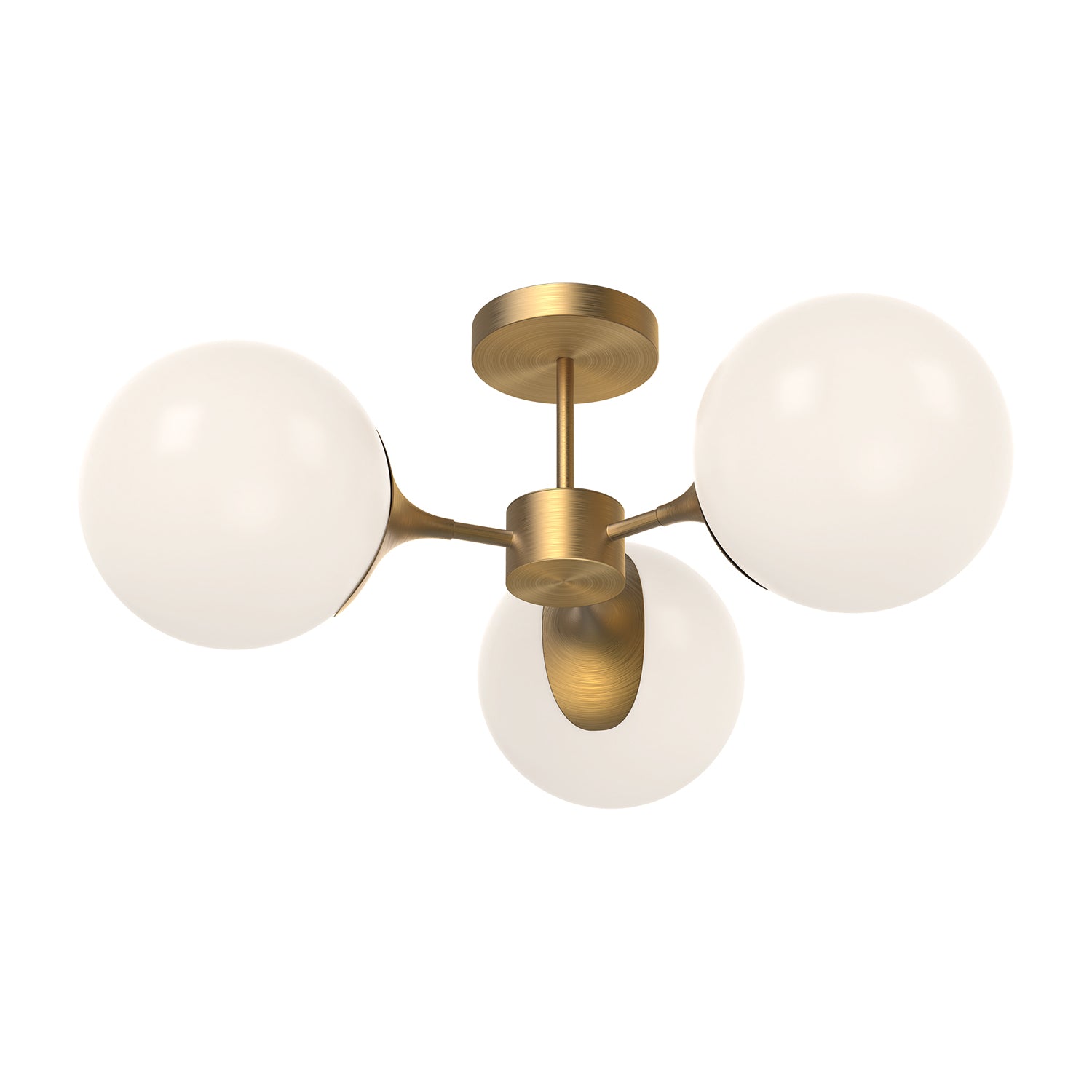 Nouveau 26-in Aged Gold/Opal Matte Glass 3 Lights Semi Flush Mount