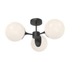 Nouveau 26-in Matte Black/Opal Matte Glass 3 Lights Semi Flush Mount
