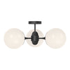 Nouveau 26-in Matte Black/Opal Matte Glass 3 Lights Semi Flush Mount