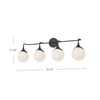 Nouveau 35-in Matte Black/Opal Matte Glass 4 Lights Vanity