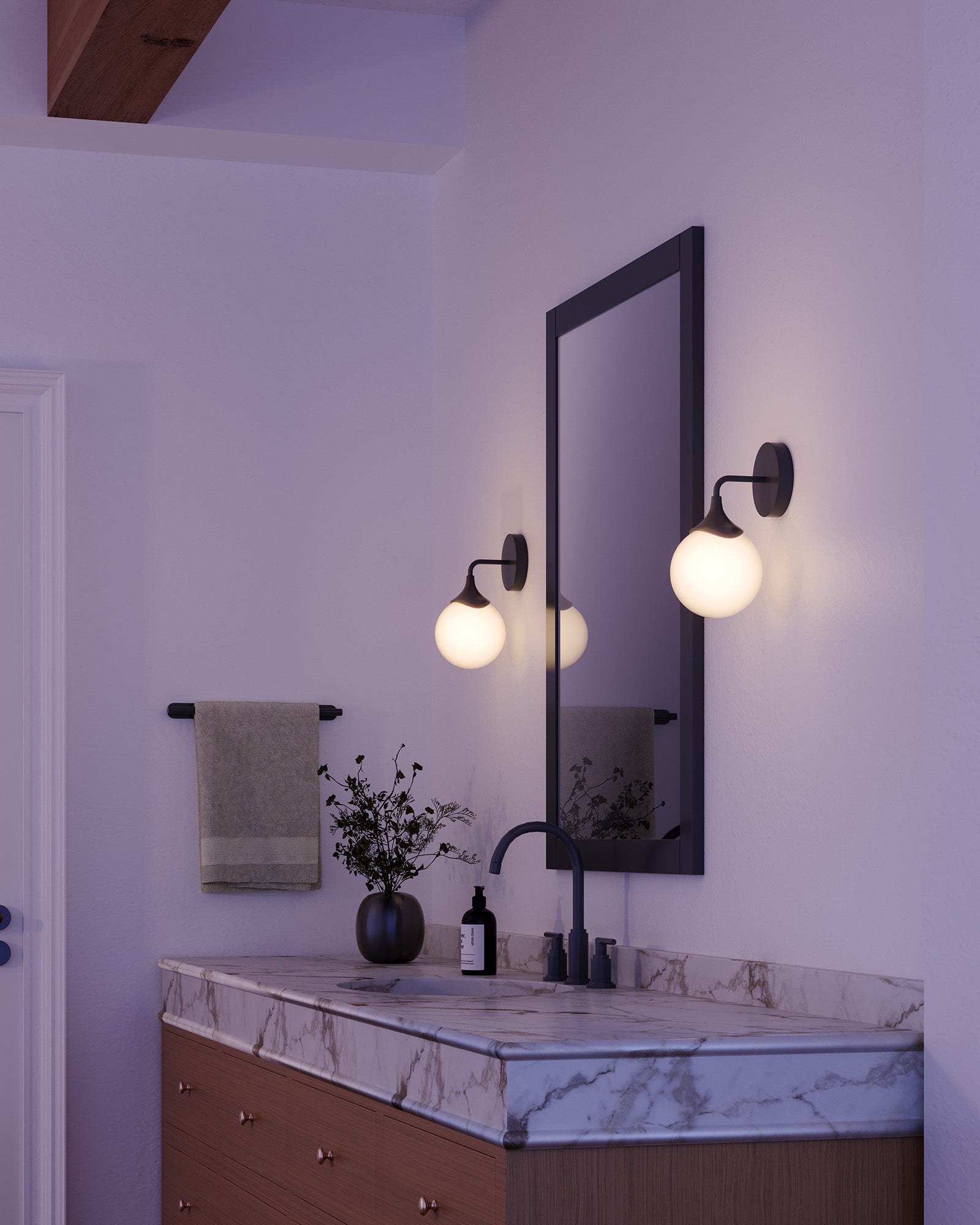 Nouveau 12-in Matte Black/Opal Matte Glass 1 Light Wall/Vanity