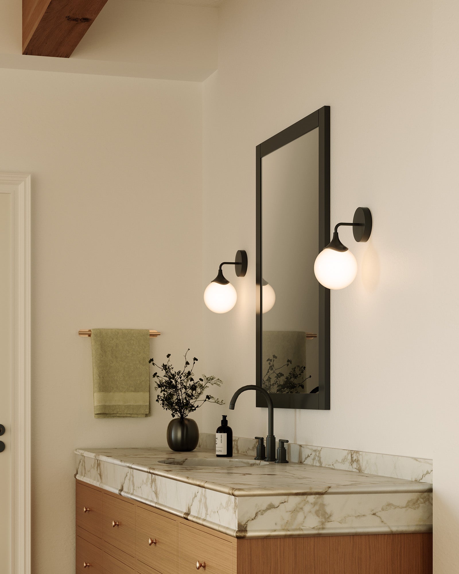 Nouveau 12-in Matte Black/Opal Matte Glass 1 Light Wall/Vanity