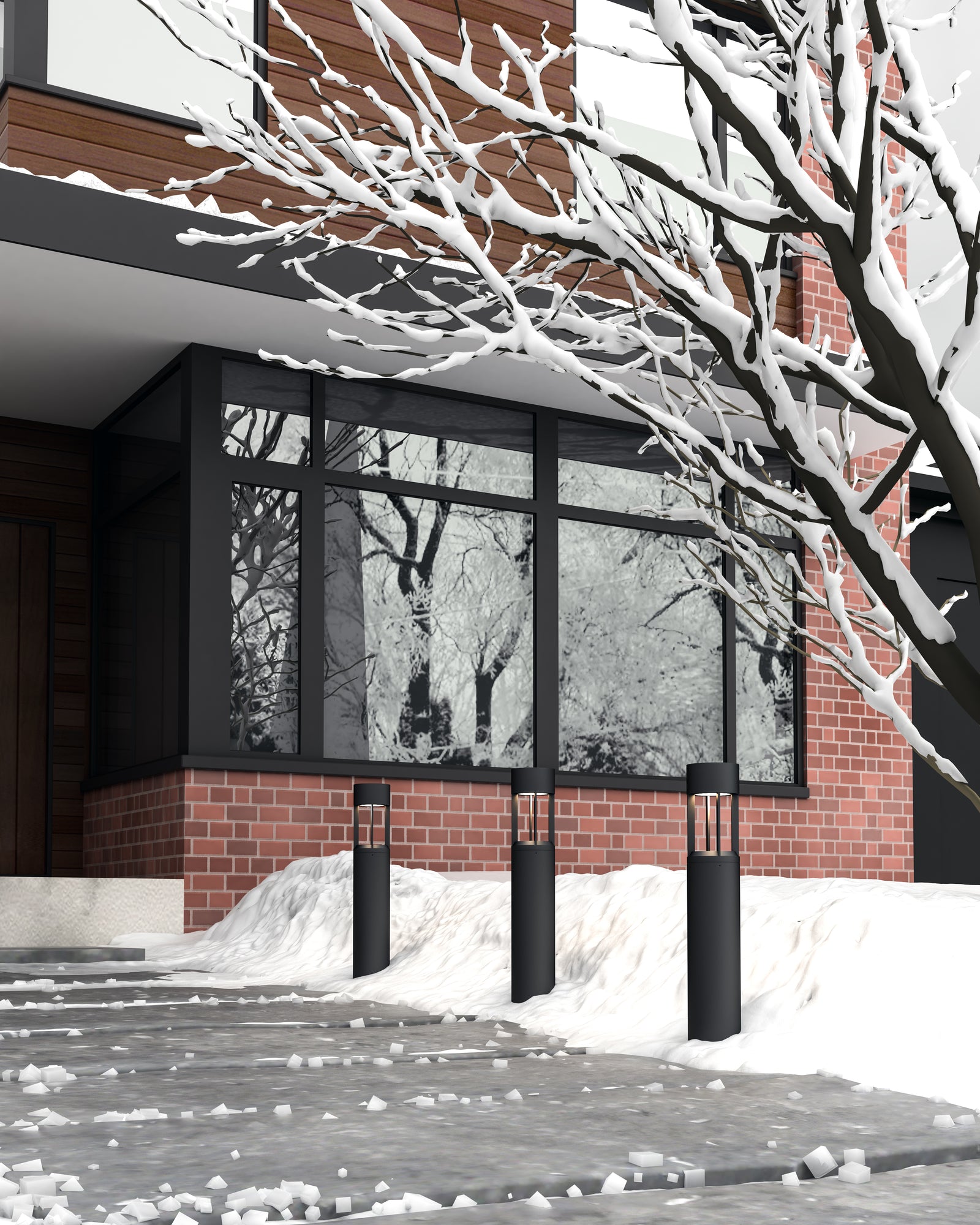 Novato 36-in Black LED Exterior Bollard