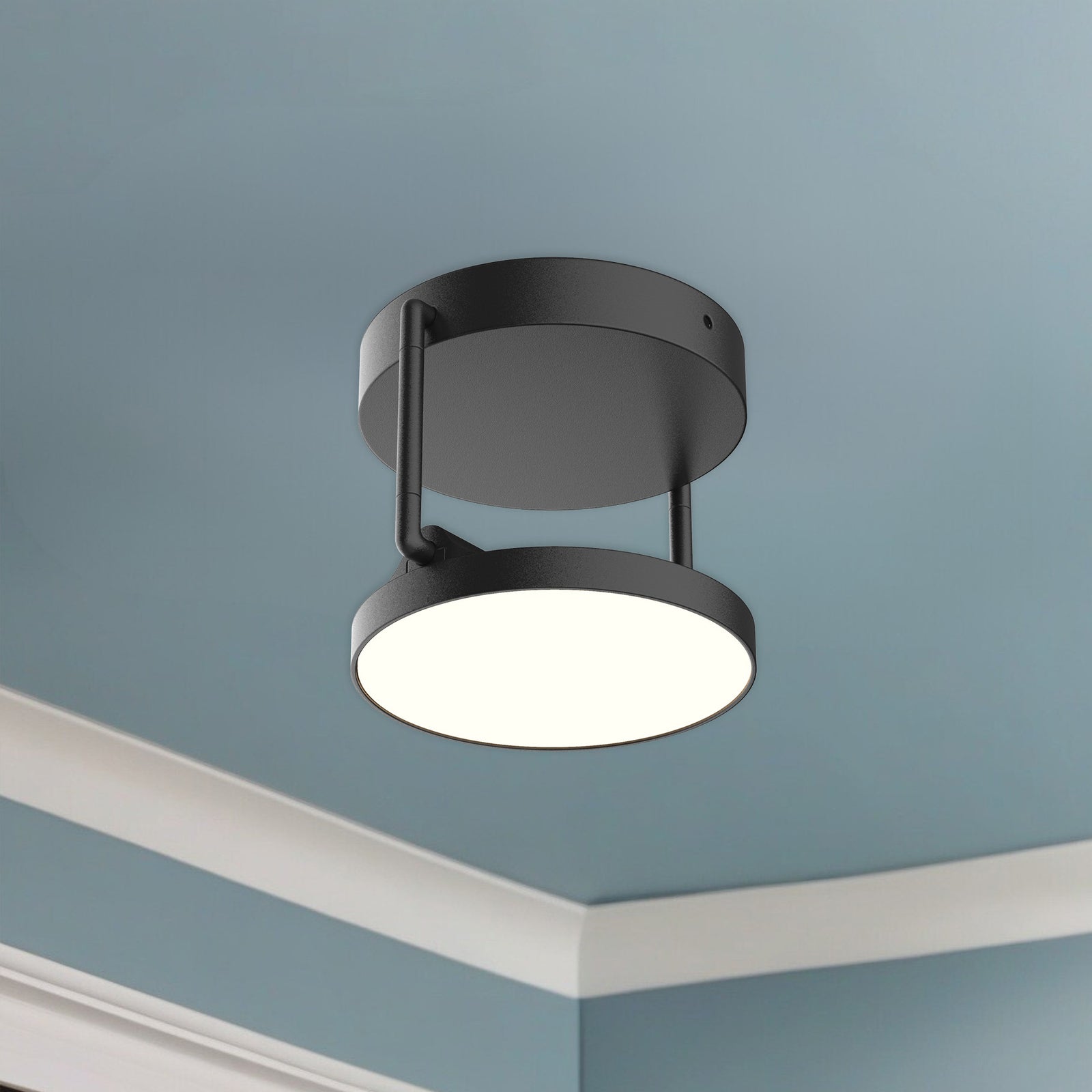 Novel 5-in Black LED Semi Flush Mount