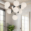 Nouveau 35-in Matte Black/Opal Matte Glass 10 Lights Chandeliers