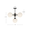 Nouveau 26-in Matte Black/Opal Matte Glass 4 Lights Chandeliers