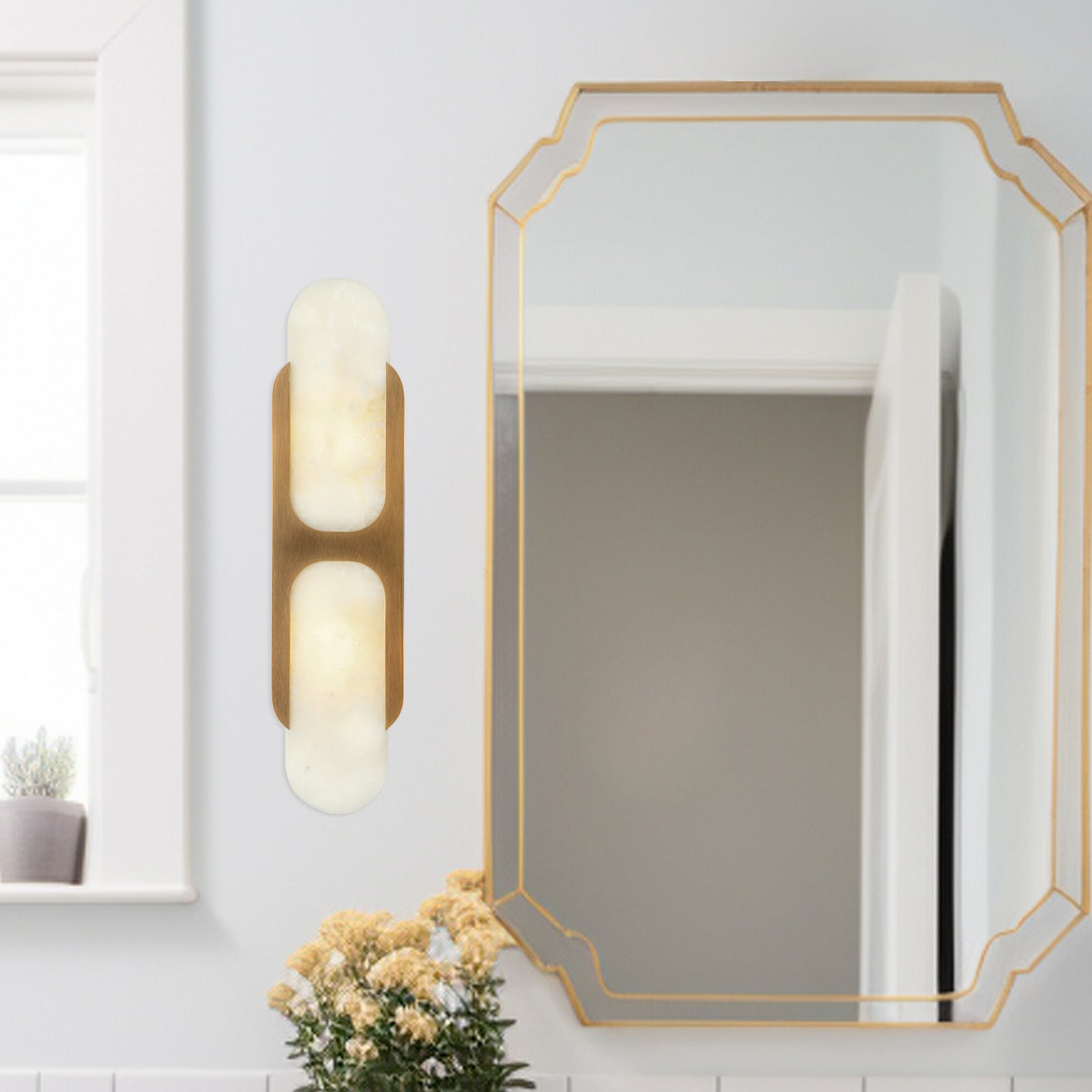 Odin 17-in Vintage Brass/Alabaster Socket Wall Vanity