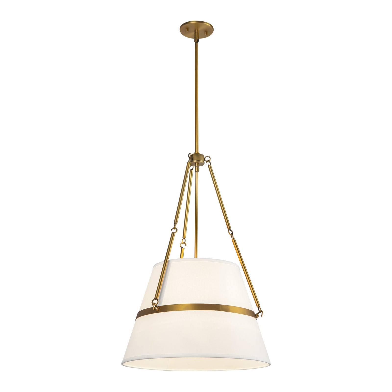 Oliver 18-in Aged Gold/White Linen 1 Light Pendant
