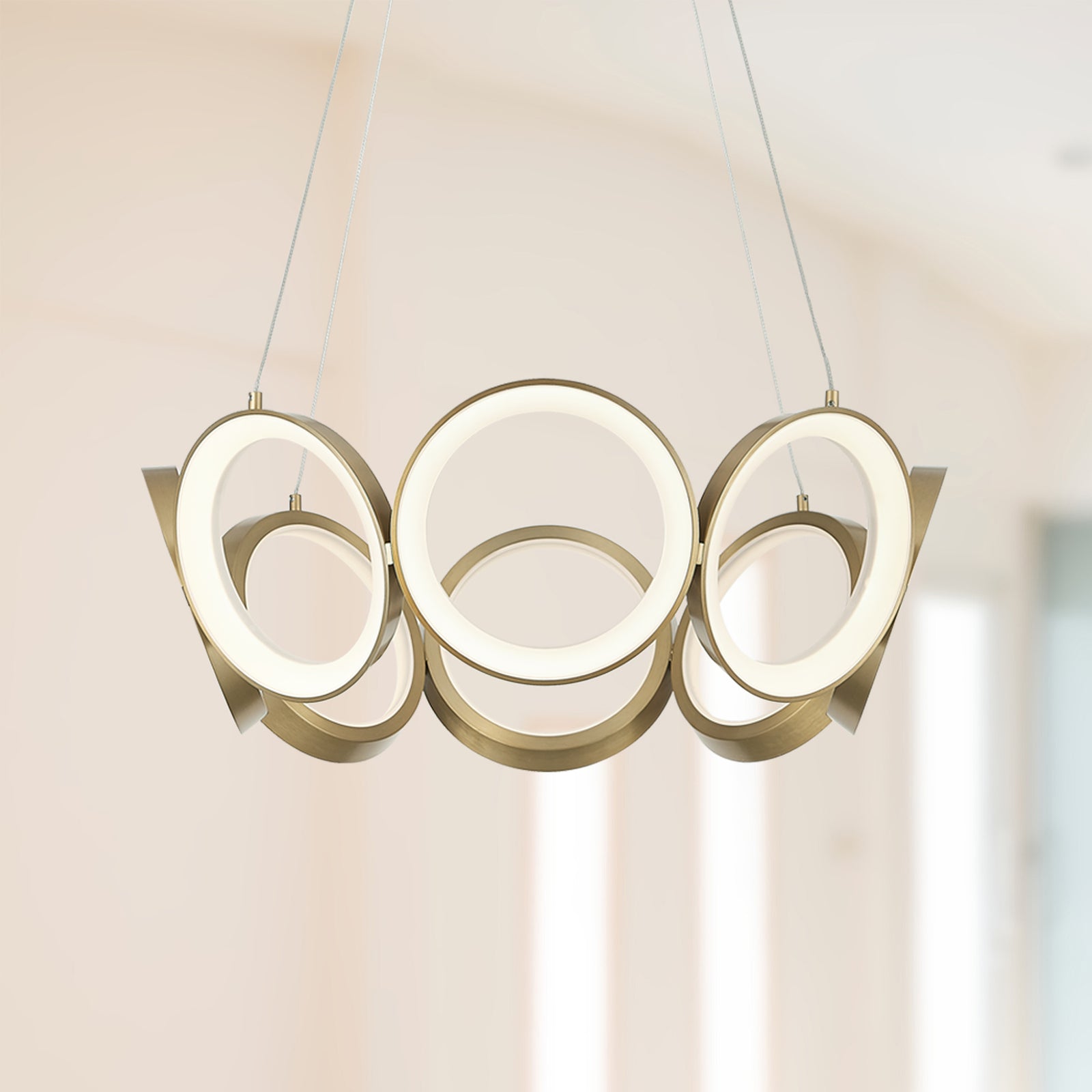 Oros 24-in Antique Brass LED Chandeliers