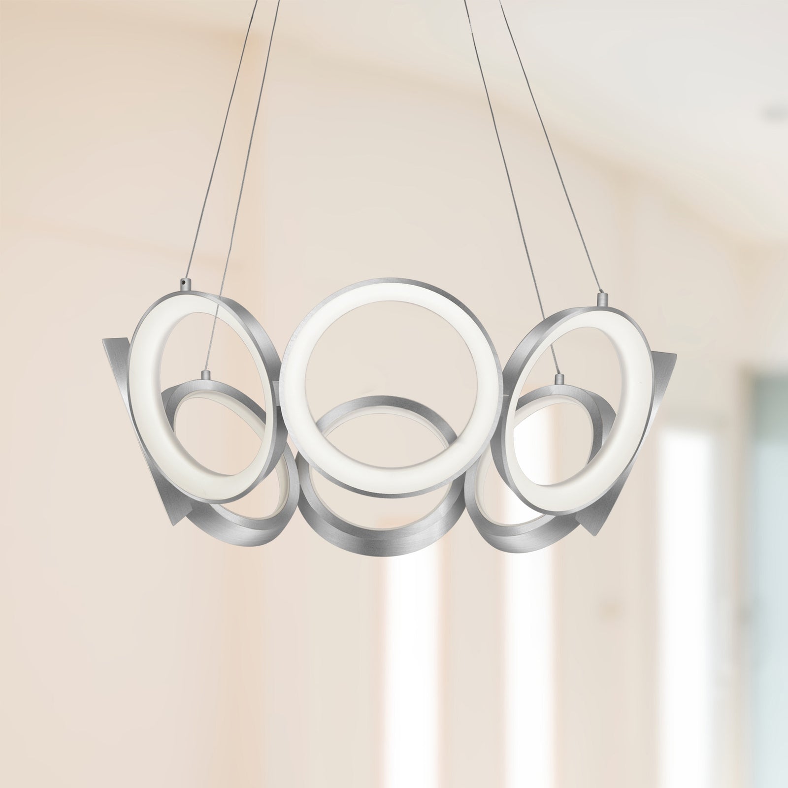 Oros 24-in Antique Silver LED Chandeliers