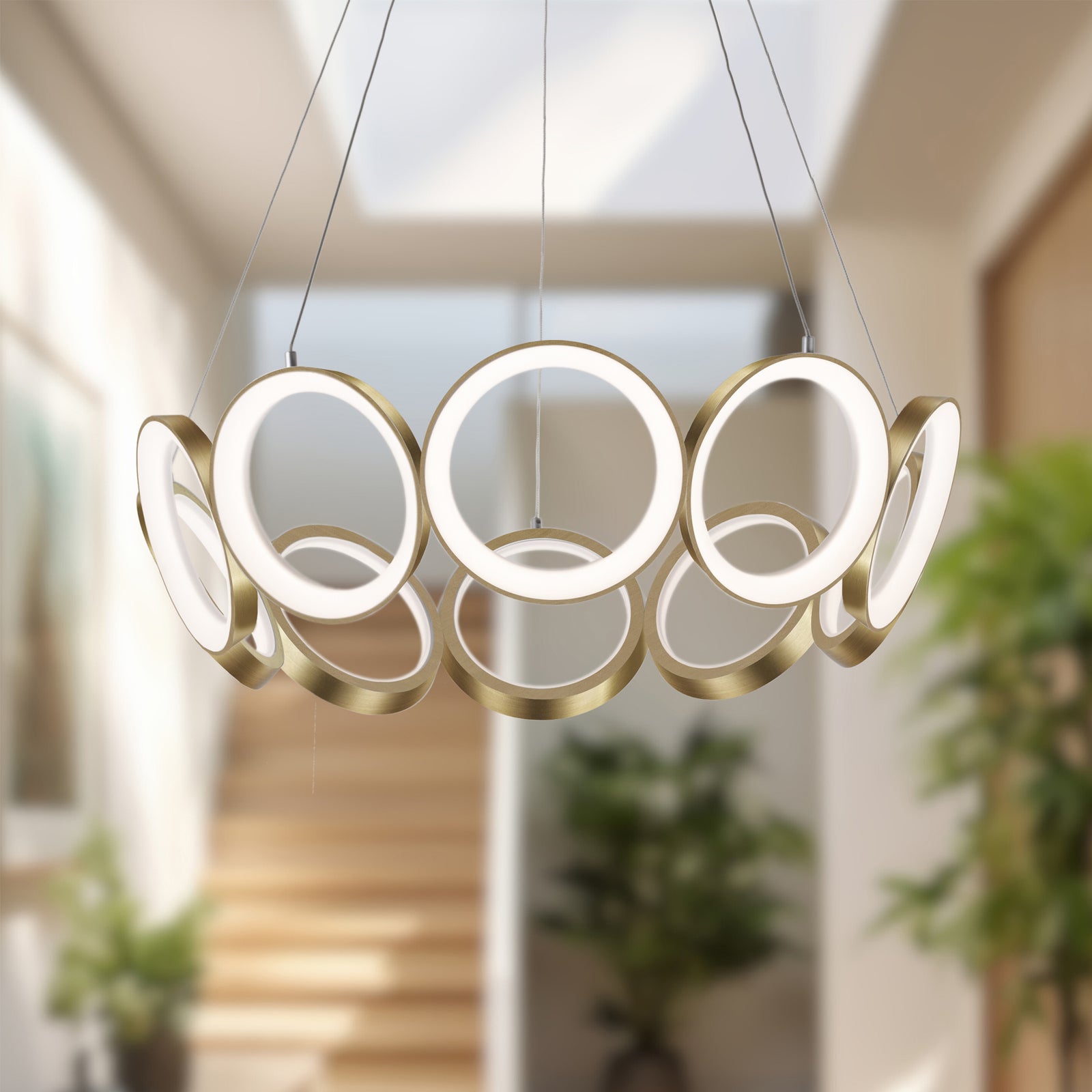 Oros 29-in Antique Brass LED Chandeliers