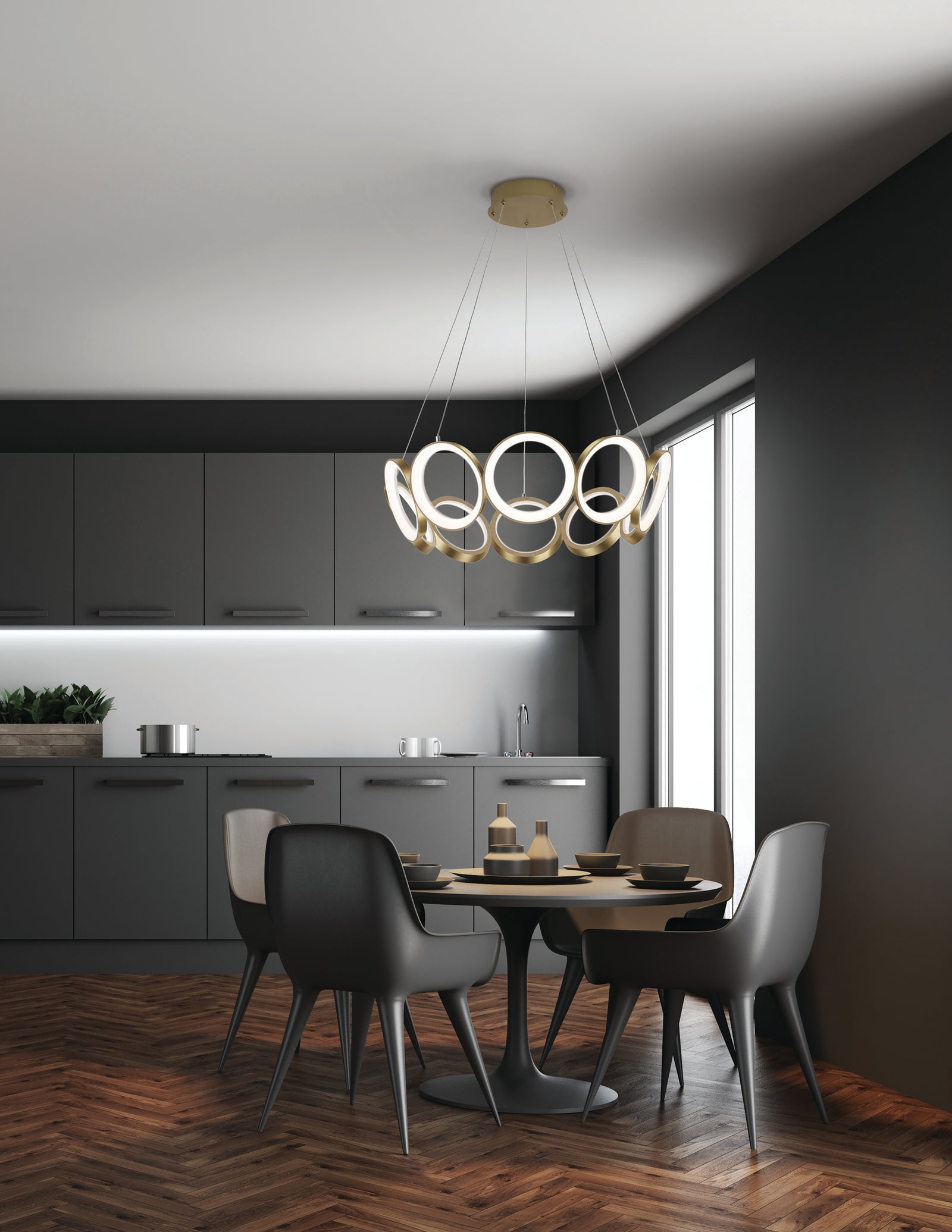Oros 29-in Antique Brass LED Chandeliers
