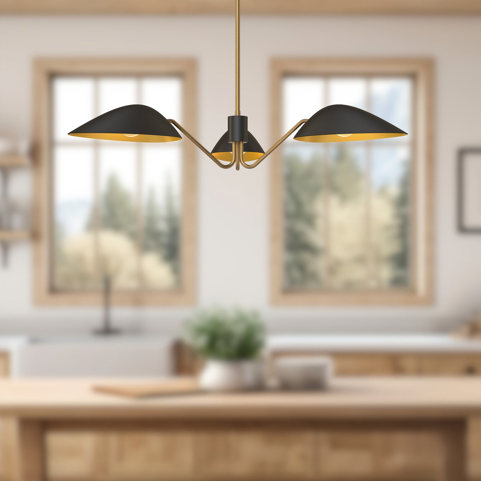 Oscar 36-in Aged Gold/Matte Black 3 Lights Pendant